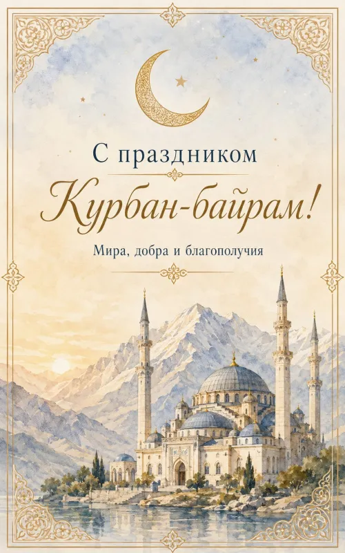 Открытки с праздником Курбан-байрам. Красивые открытки с праздником Курбан-байрам