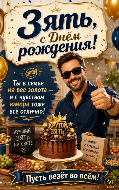 Открытки с Днем рождения зятю. Прикольные открытки с Днем рождения зятю
