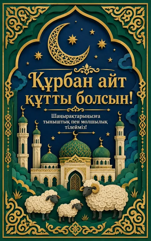 Открытки с праздником Курбан-байрам. Открытки на казахском языке: Құрбан айт құтты болсын
