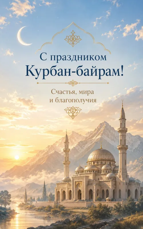 Открытки с праздником Курбан-байрам. Красивые открытки с праздником Курбан-байрам