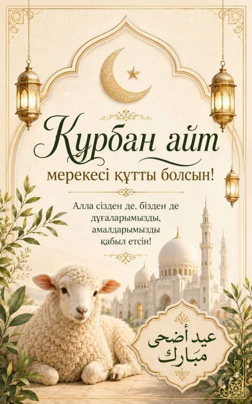 Открытки с праздником Курбан-байрам. Открытки на казахском языке: Құрбан айт құтты болсын